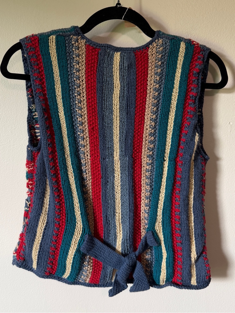 vintage chunky knit button front cardigan vest tank top maximalist boho size Sm - Picture 2 of 4